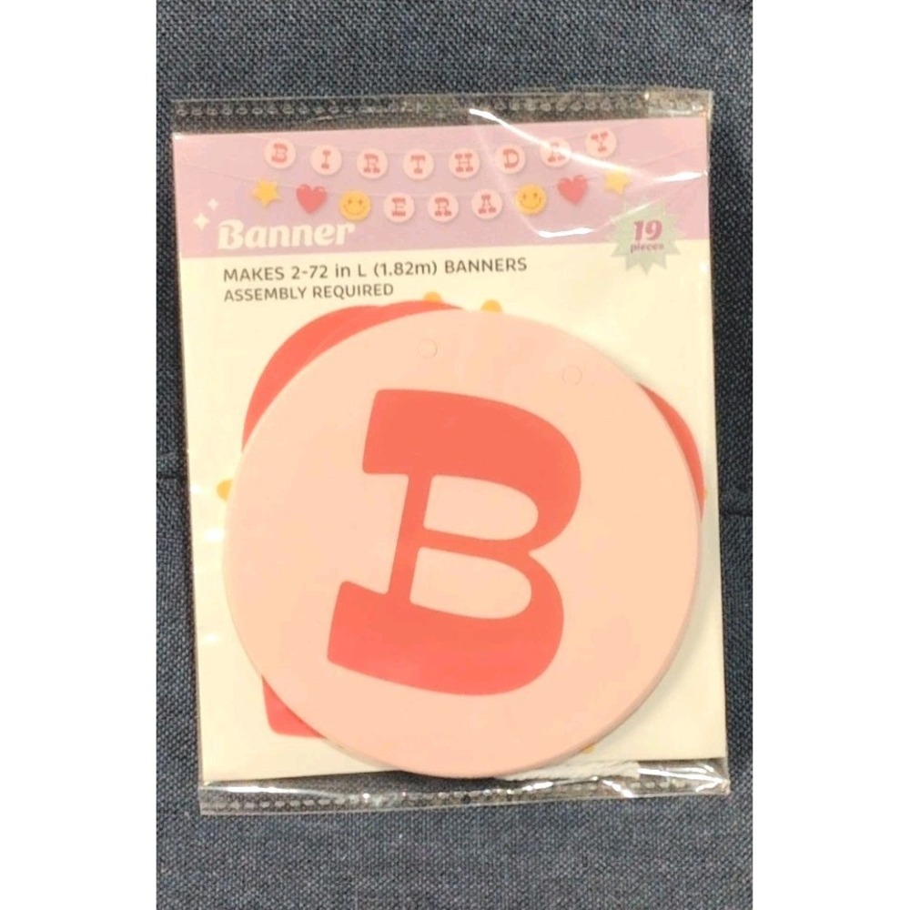 Birthday Era String Banner 2-72" Banner Pink Heart Smiley Face
